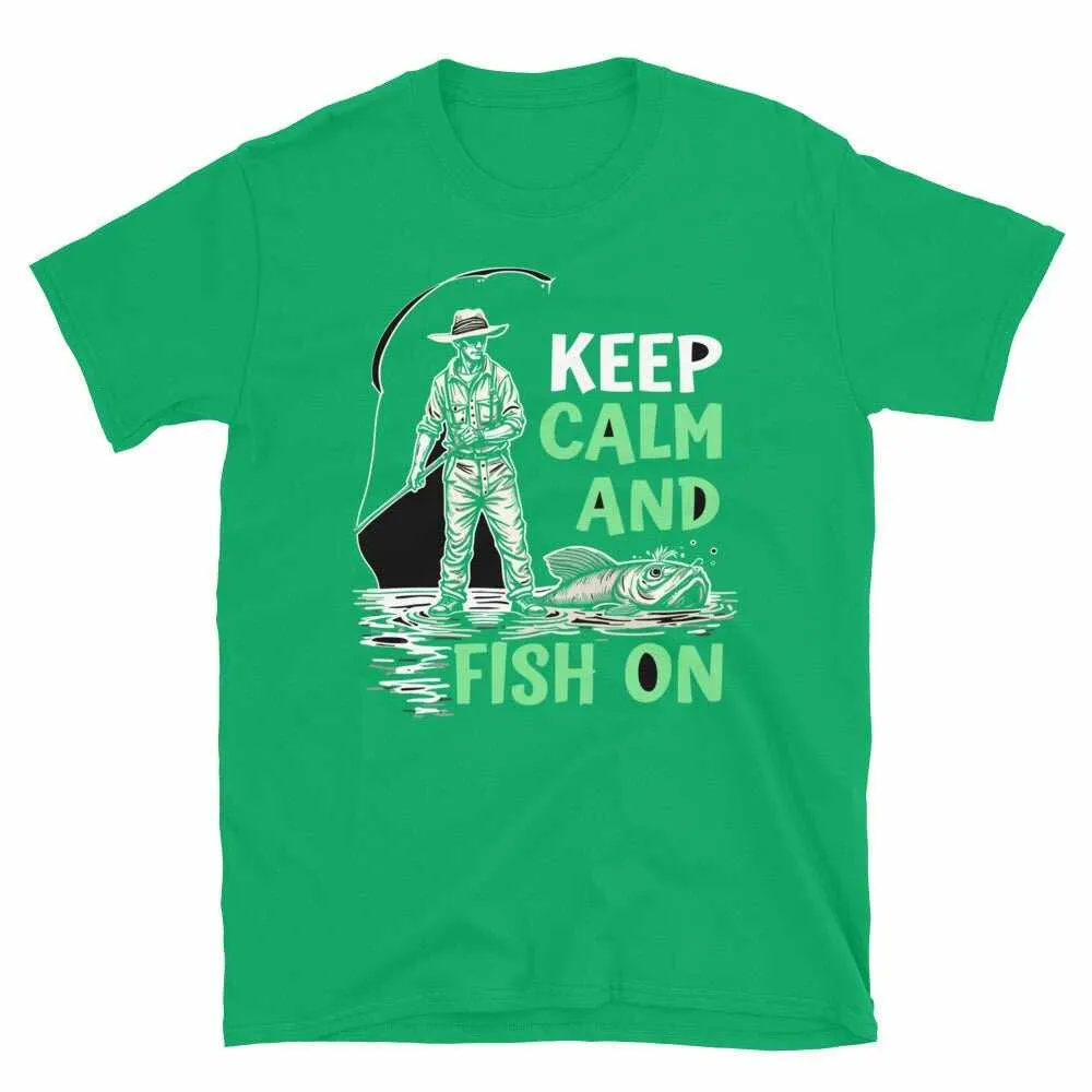 Fishing T-Shirt - Unisex Fishing T-Shirt Keep Calm and Fish On