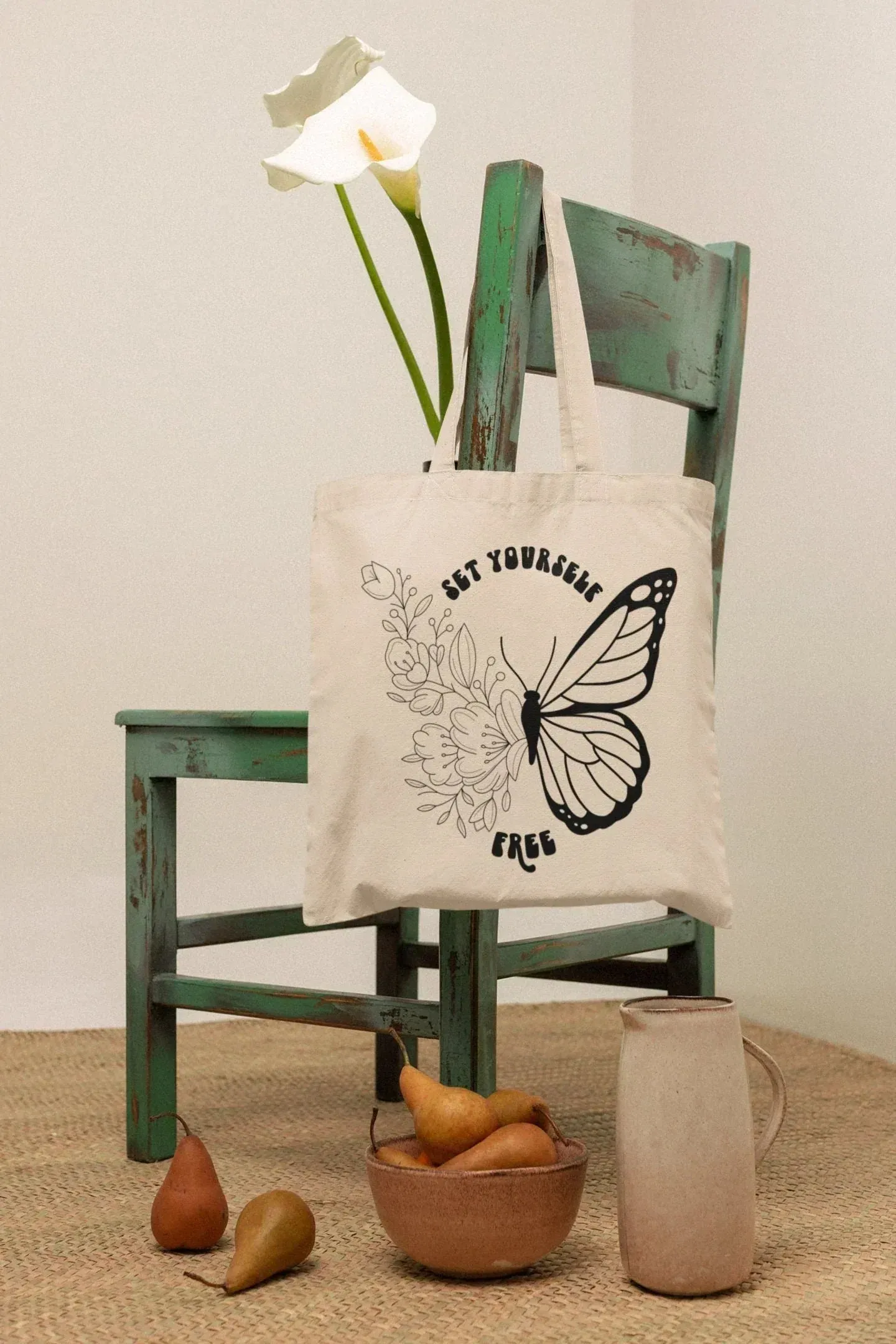 Floral Tote Bag Aesthetic, Butterfly Reusable Grocery Bag, Large Book Tote Bag, Cute Retro Nature Tote Bag, Wildflower Canvas Bag, Sunflower