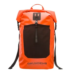 Grundens Bootlegger Roll Top Waterproof Backpack 30L in Red Orange