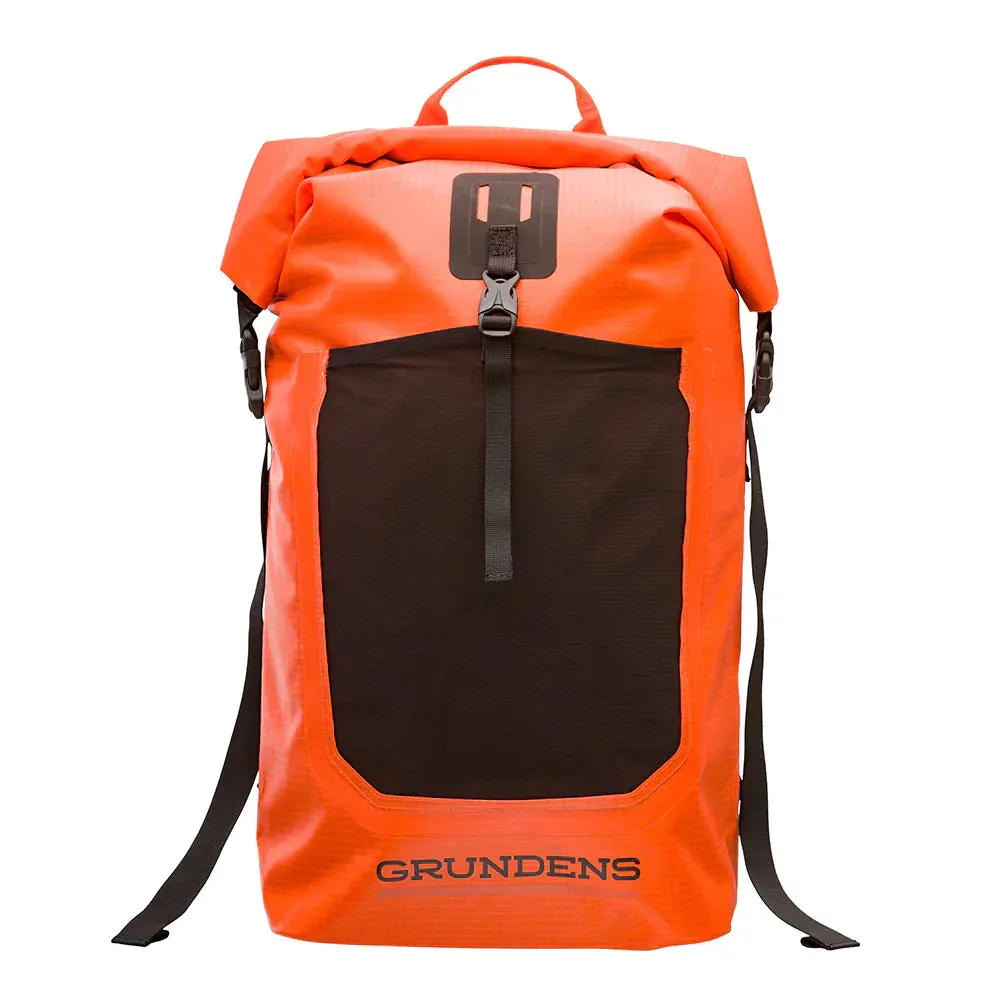 Grundens Bootlegger Roll Top Waterproof Backpack 30L in Red Orange