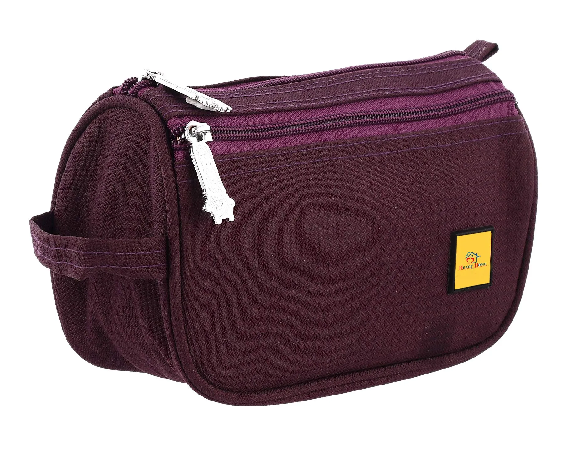 Heart Home Toiletry Travel Bags Shaving Kit/Pouch/Bag for Men and Women with 2 Main Compartment (Set of 2, Wine)-HEART11930