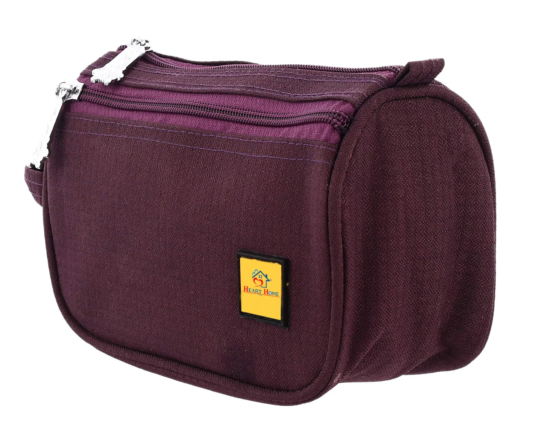 Heart Home Toiletry Travel Bags Shaving Kit/Pouch/Bag for Men and Women with 2 Main Compartment (Set of 2, Wine)-HEART11930