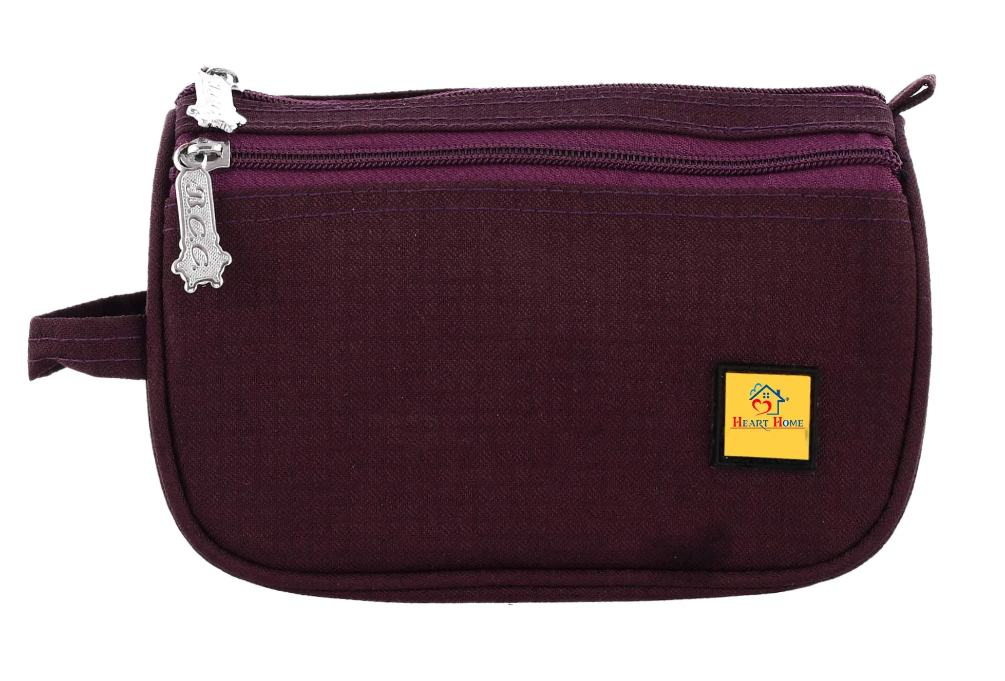 Heart Home Toiletry Travel Bags Shaving Kit/Pouch/Bag for Men and Women with 2 Main Compartment (Set of 2, Wine)-HEART11930