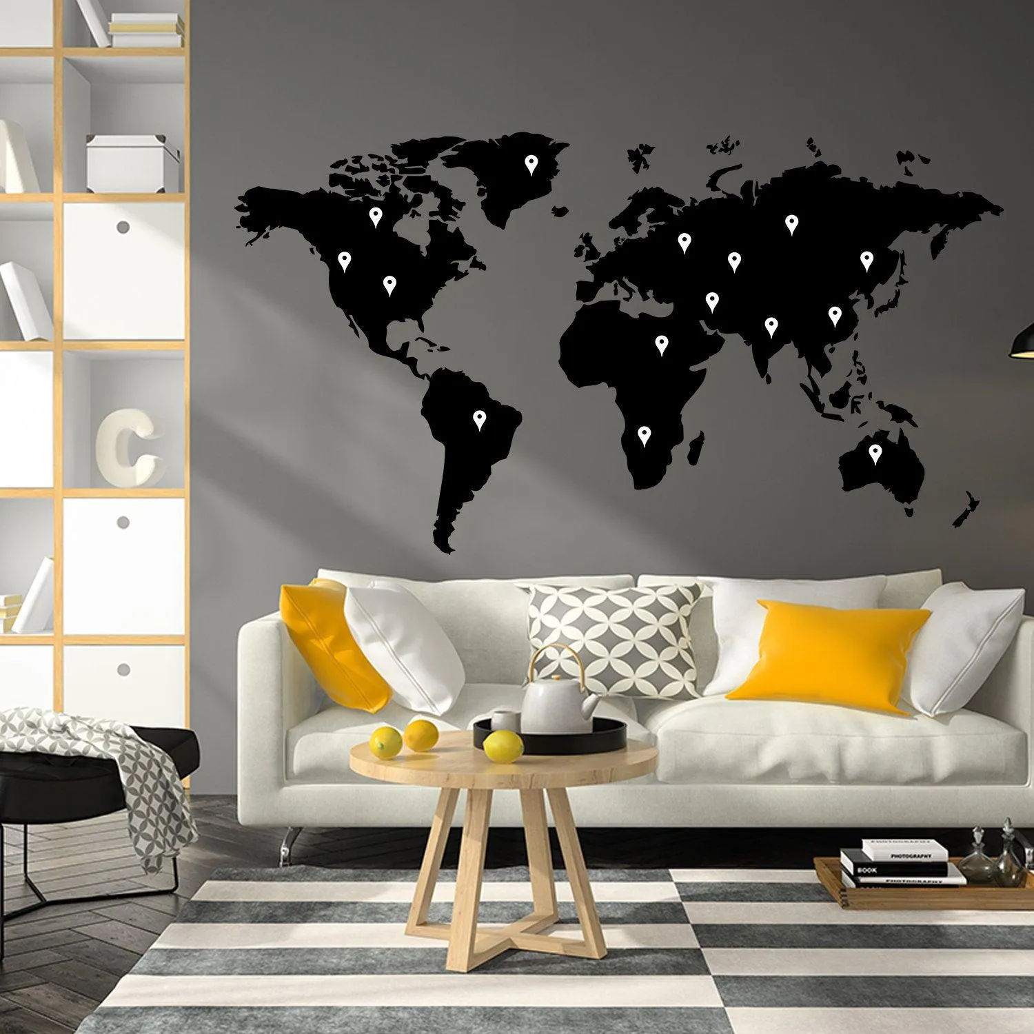 Large World Map Wall Decal Decor Sticker