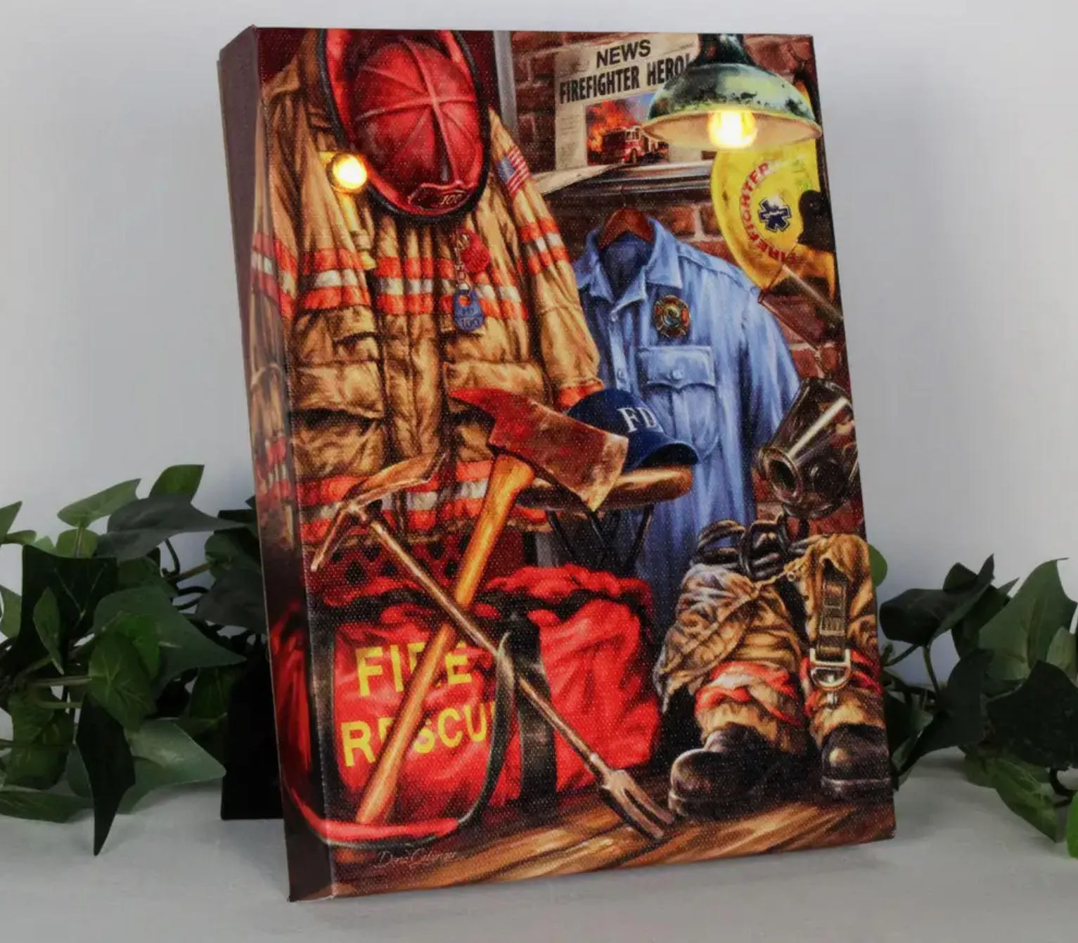 Lighted Tabletop Canvas | Firefighter