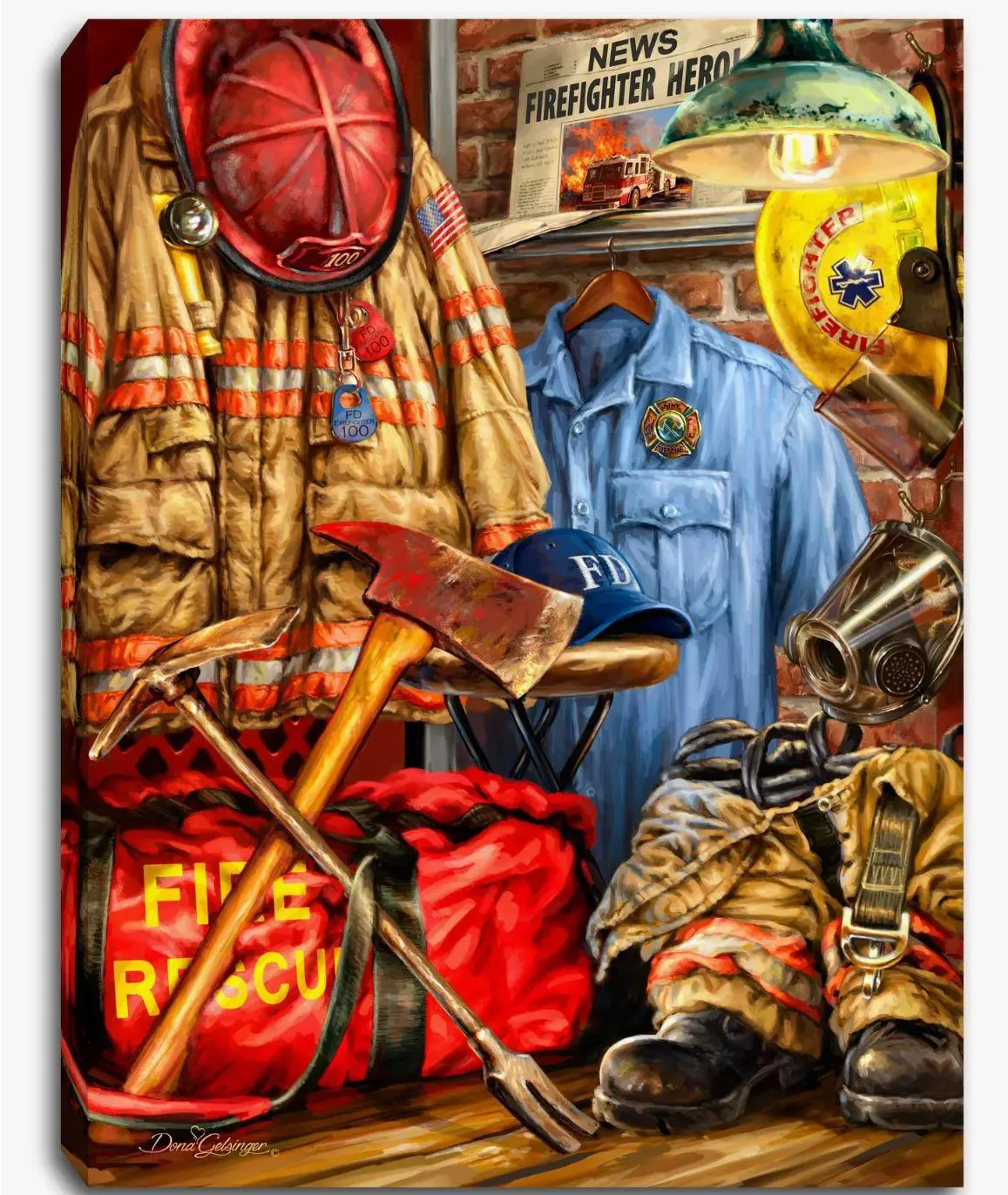 Lighted Tabletop Canvas | Firefighter