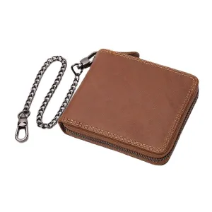 Men Genuine Leather RFID Anti-theft Chain Multi-slot Retro Business Card Holder Wallet