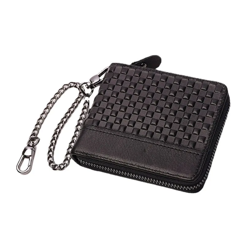 Men Genuine Leather RFID Anti-theft Chain Multi-slot Retro Business Card Holder Wallet