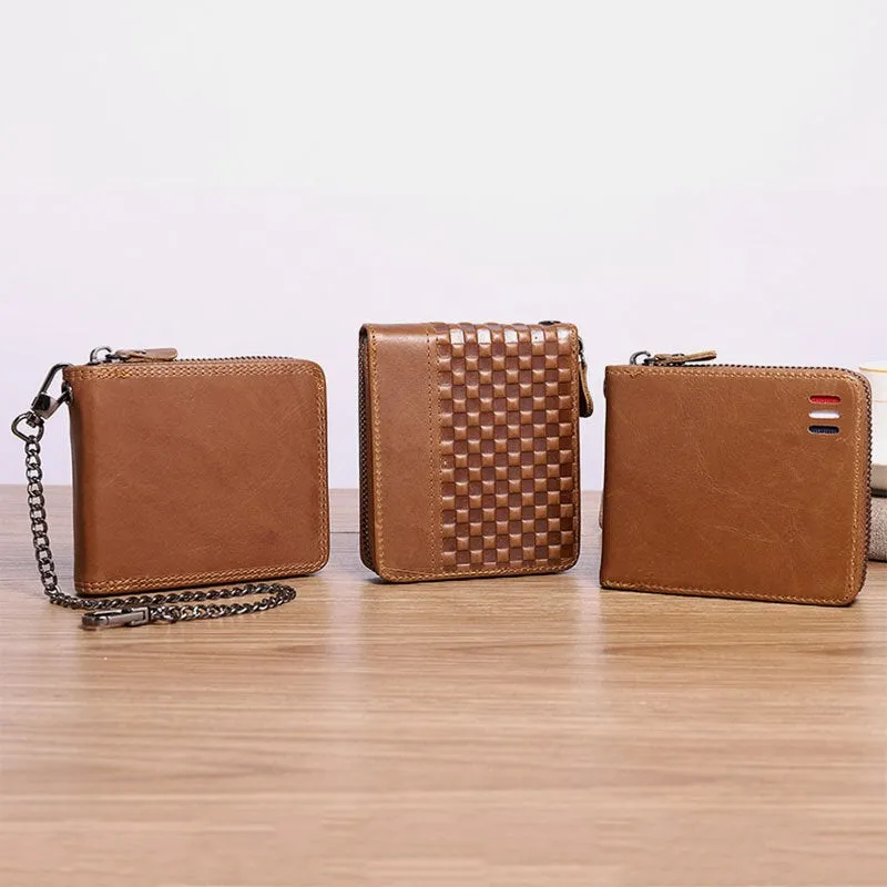 Men Genuine Leather RFID Anti-theft Chain Multi-slot Retro Business Card Holder Wallet