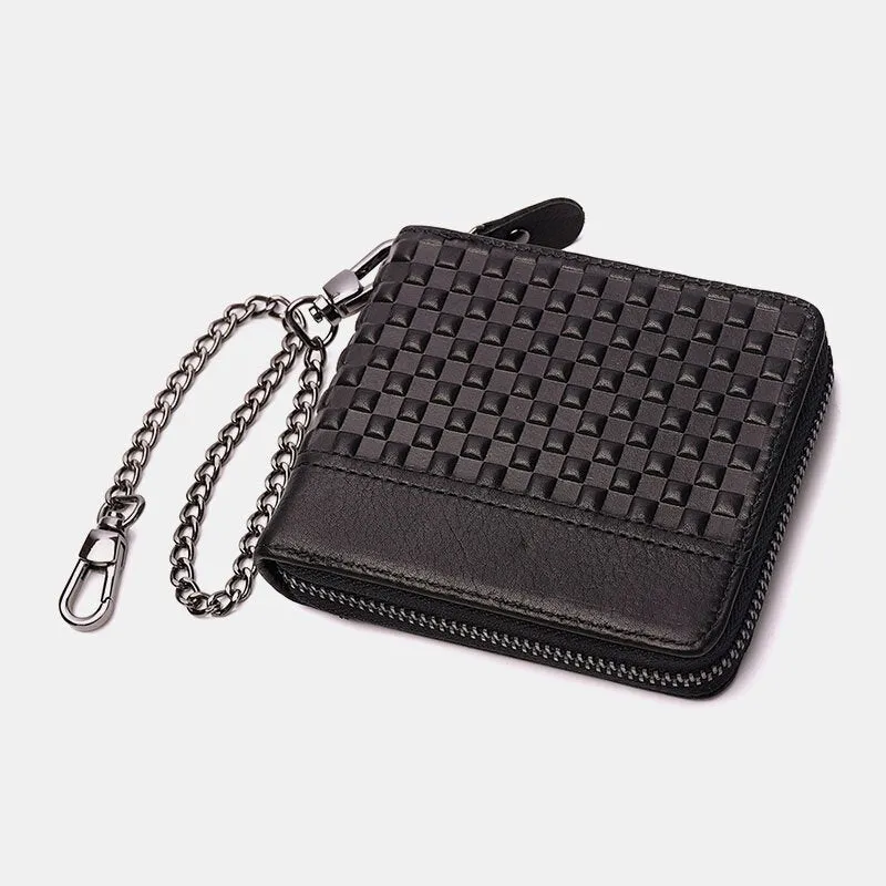 Men Genuine Leather RFID Anti-theft Chain Multi-slot Retro Business Card Holder Wallet