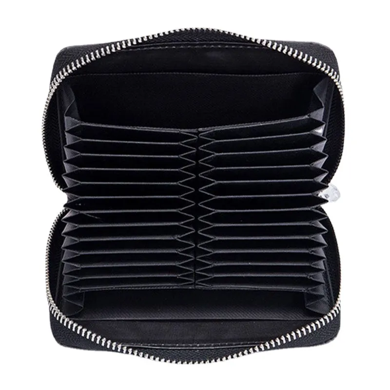 Men Women Anti-theft RFID Blocking Genuine Leather Zipper Card Holder Wallet Coin Bag