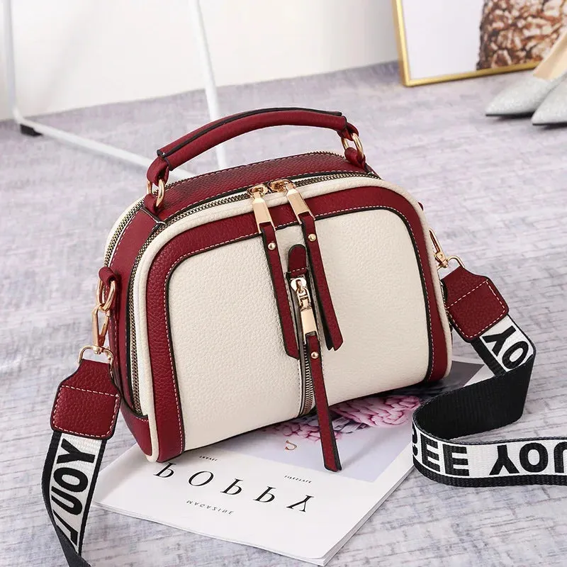Modern Two-Tone Crossbody Bag with Wide Strap