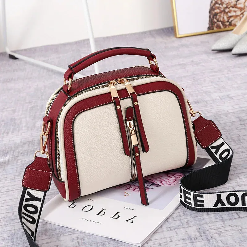 Modern Two-Tone Crossbody Bag with Wide Strap
