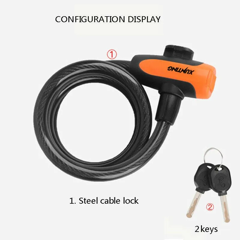Mountain Bike Cable Lock Key Electric Password Fixed Secure Anti Theft with Mounting Bracket Scooter Bicycle Lock