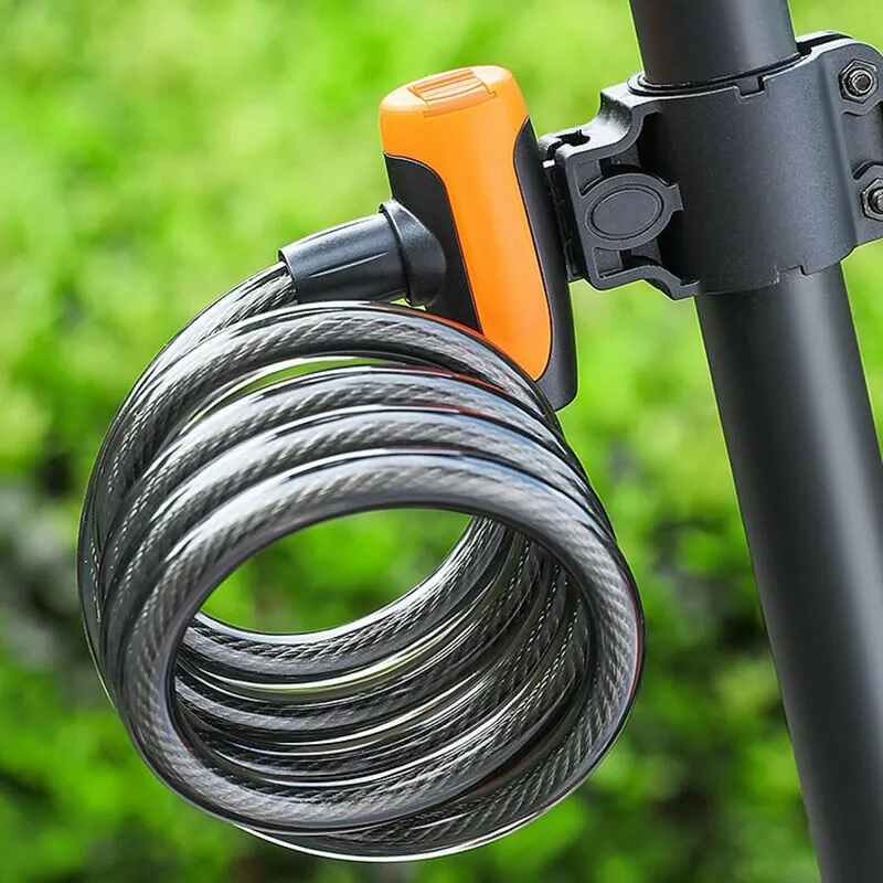 Mountain Bike Cable Lock Key Electric Password Fixed Secure Anti Theft with Mounting Bracket Scooter Bicycle Lock