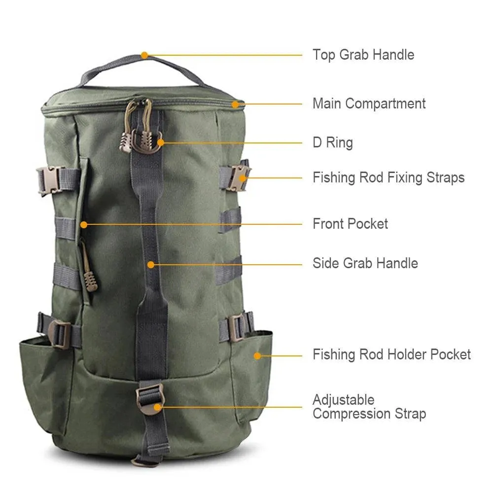 Multi-functional Large Capacity Fishing Backpack Outdoor Travel Camping Fishing Rod Reel Tackle Bag Shoulder Bag Luggage Bag