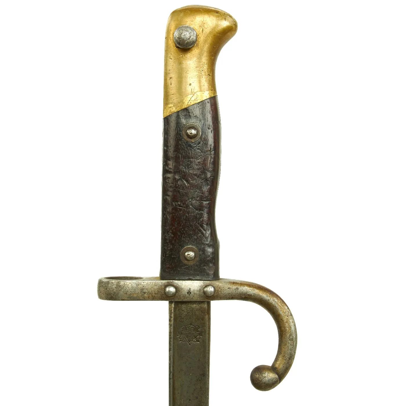 Original Austrian Peabody Martini Gras-style T-back Bayonet by OE Steyr with Scabbard - dated 1882