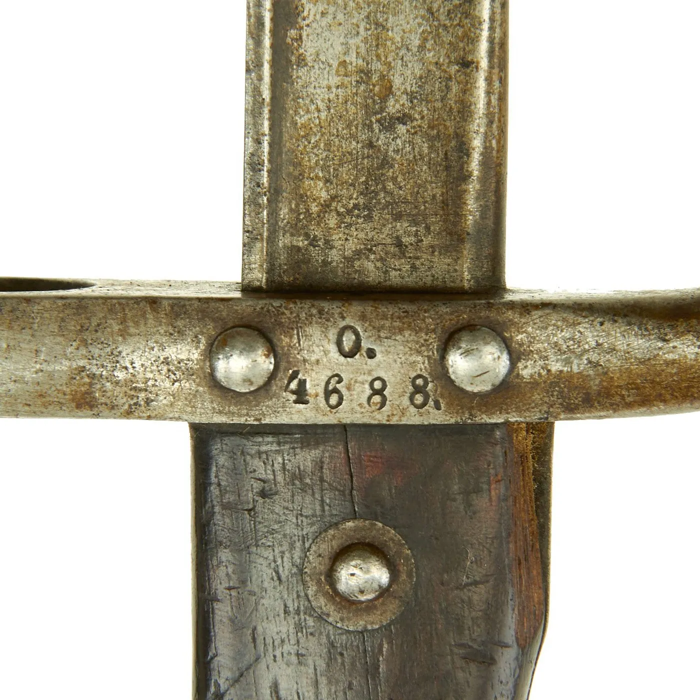 Original Austrian Peabody Martini Gras-style T-back Bayonet by OE Steyr with Scabbard - dated 1882