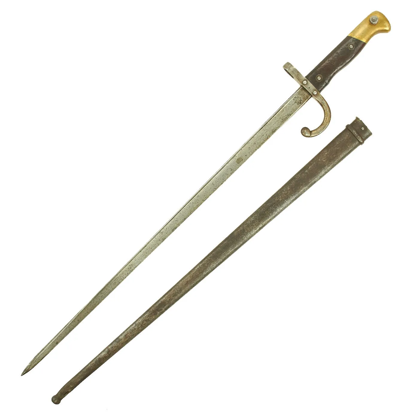 Original Austrian Peabody Martini Gras-style T-back Bayonet by OE Steyr with Scabbard - dated 1882
