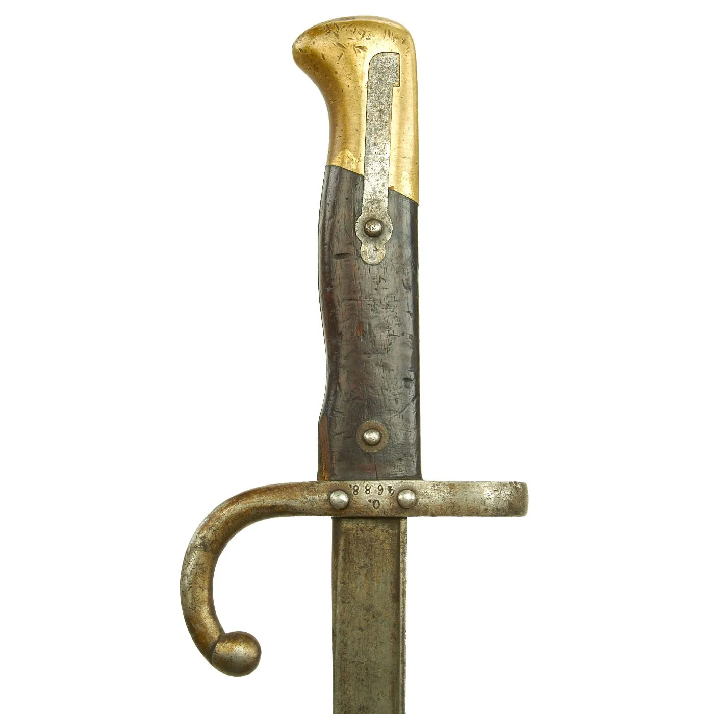Original Austrian Peabody Martini Gras-style T-back Bayonet by OE Steyr with Scabbard - dated 1882