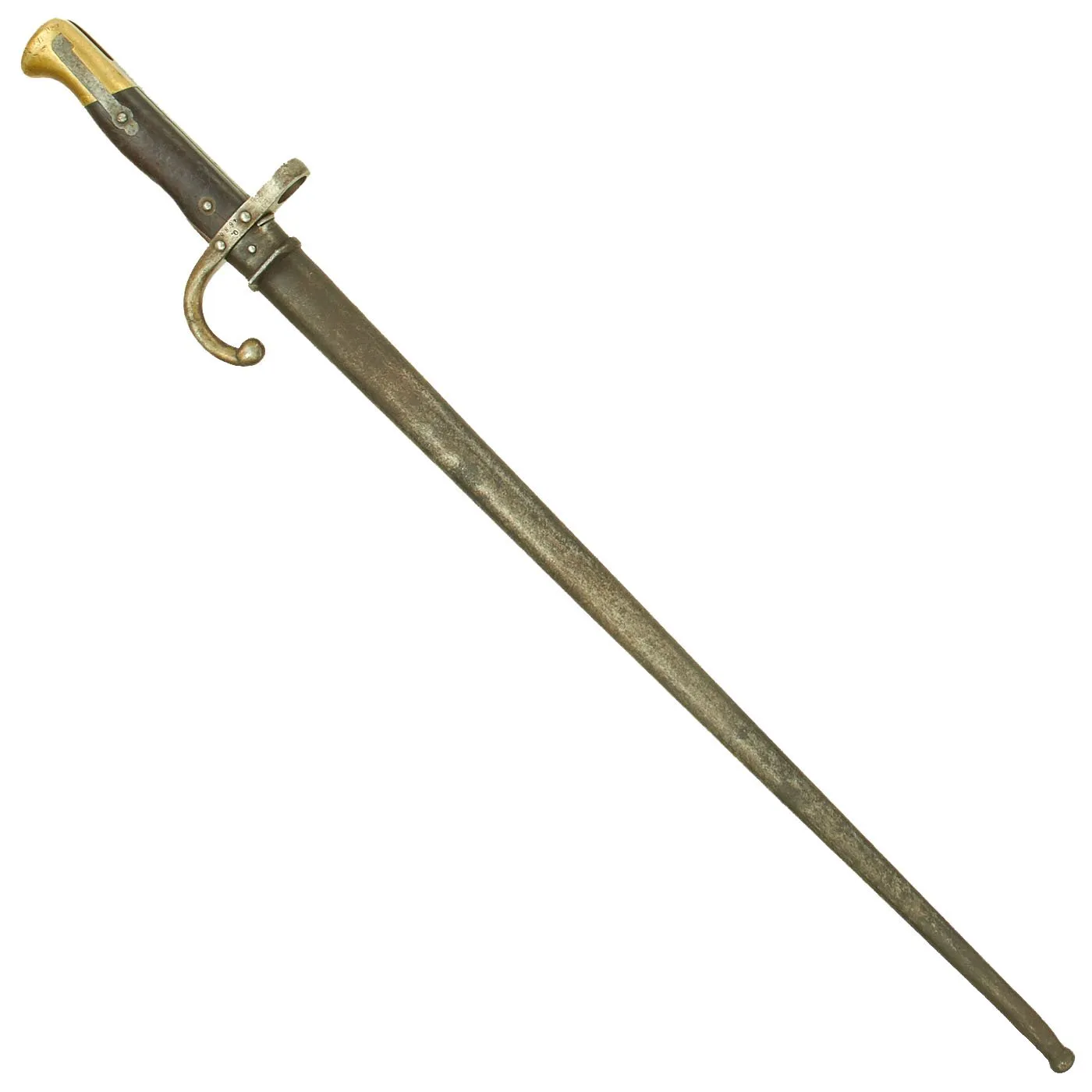 Original Austrian Peabody Martini Gras-style T-back Bayonet by OE Steyr with Scabbard - dated 1882
