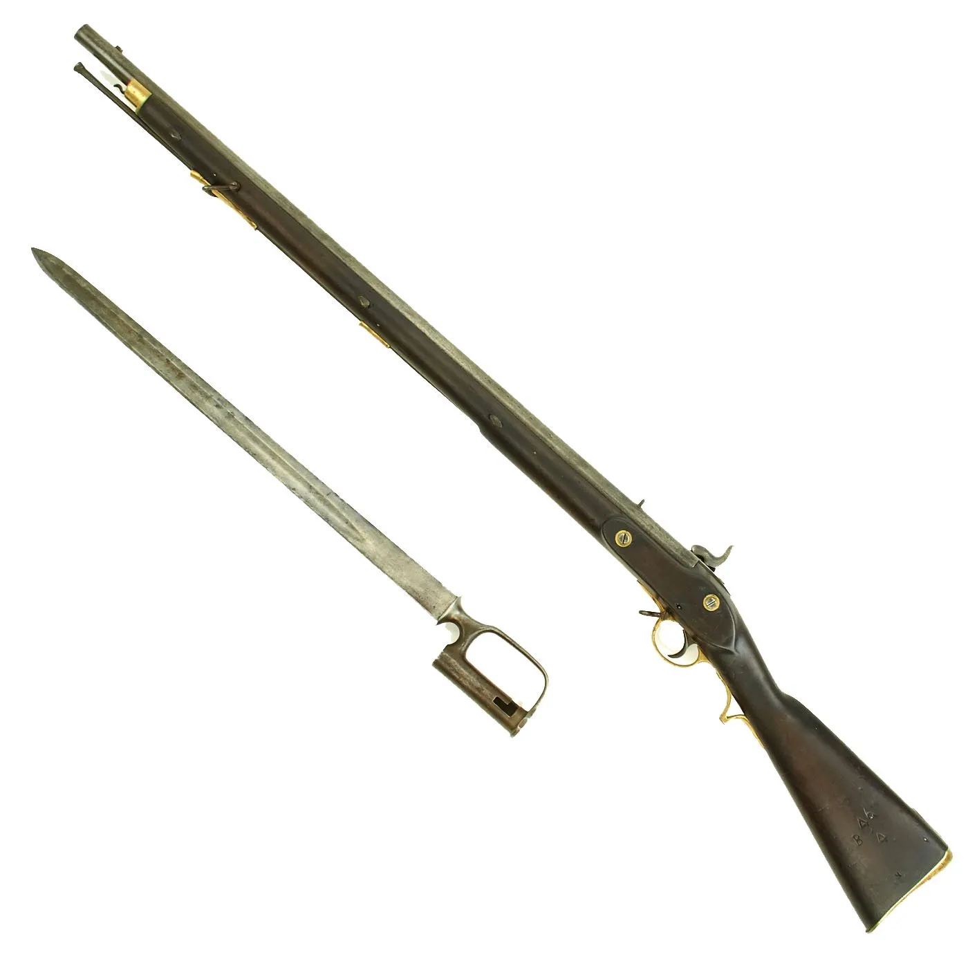 Original British East India Company P1842 Sappers & Miners Model E Short Musket with Sword Bayonet