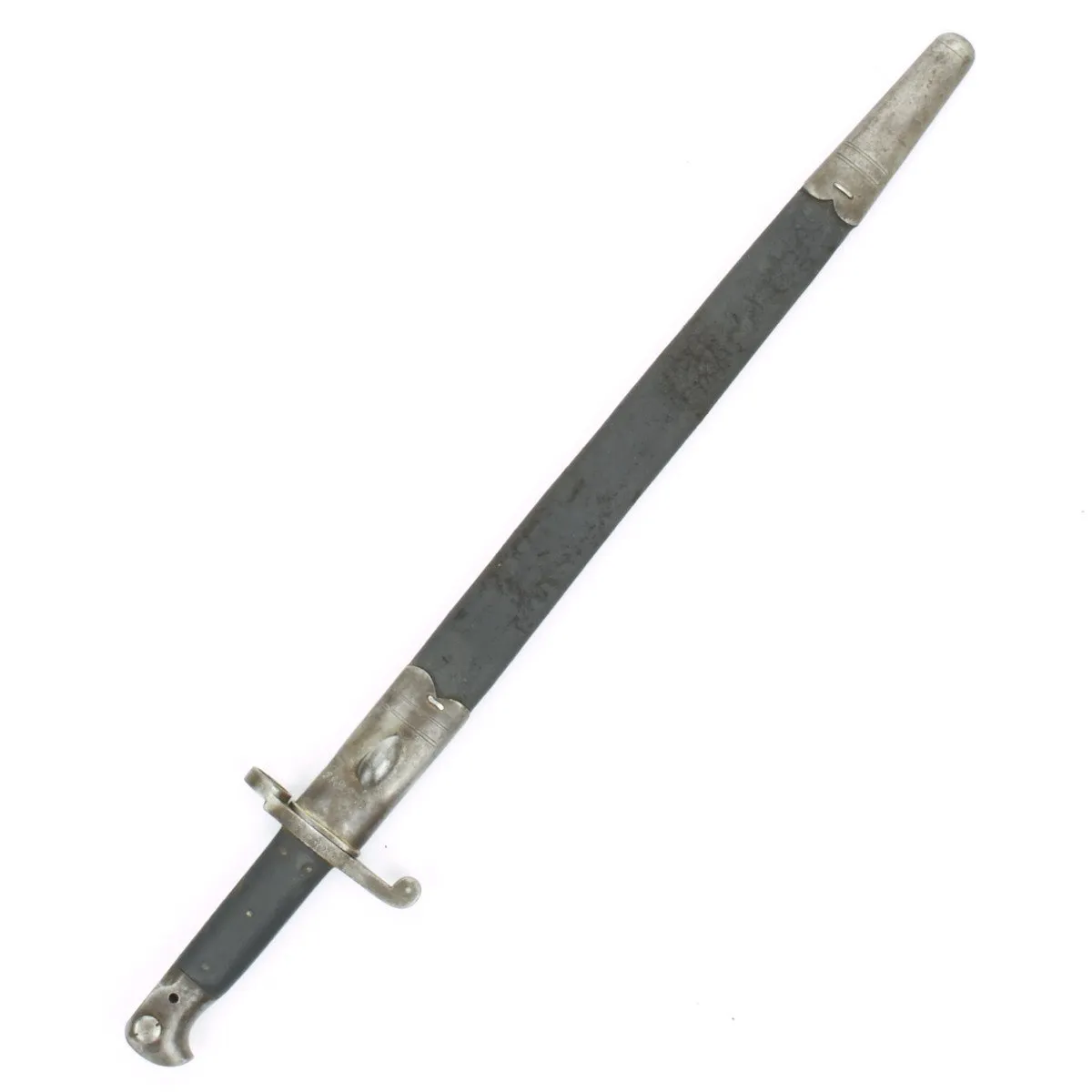 Original British Martini-Henry Rifle P-1887 MkI Sword Bayonet with Steel Mounted Leather Scabbard