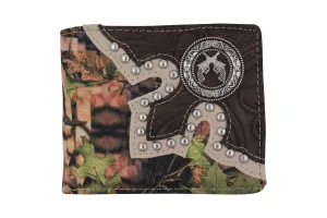 Pistol Mens Western Style Credit Card ID Bifold Camo Wallet W041-16-CAMO-BK (C)