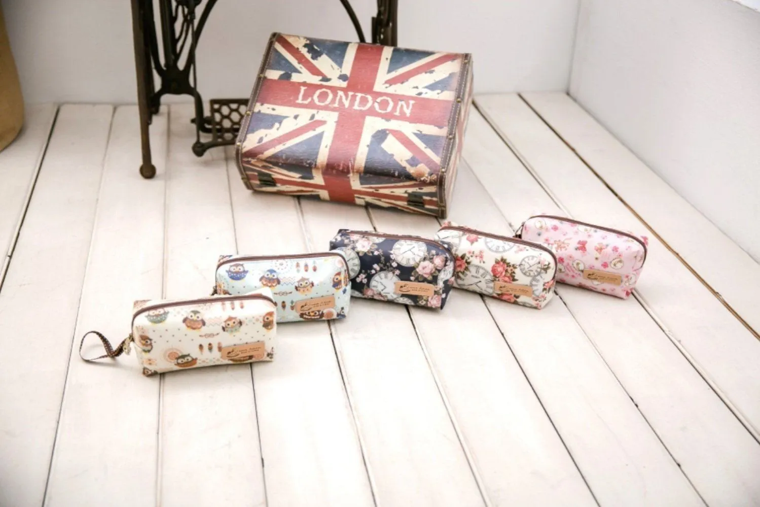 Purple Penguin Market Rectangle Cosmetic Bag