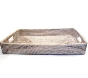 Rectangle Tray Inside Handles | White Wash