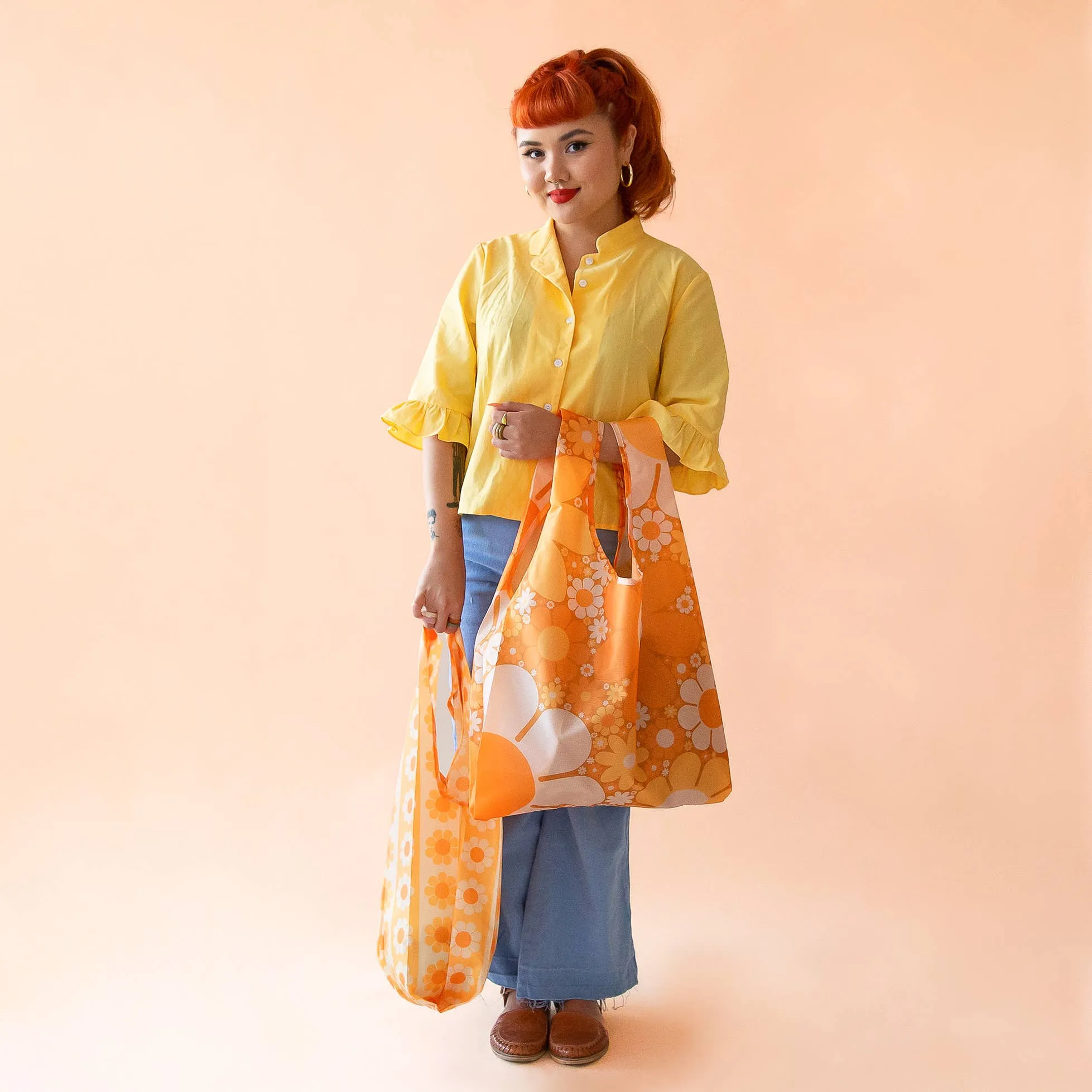 Retro Flower  Reusable Bag