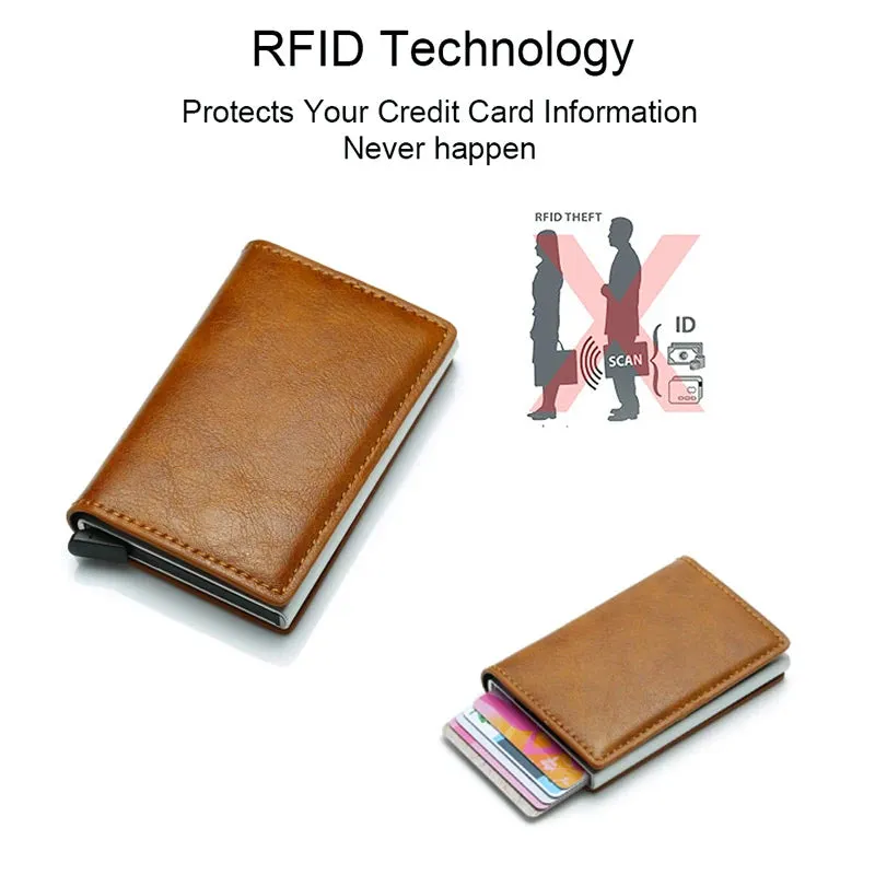 RFID Blocking Wallet Anti-Theft ID Carbon Fiber Metal Credit Card Holder Money Clip