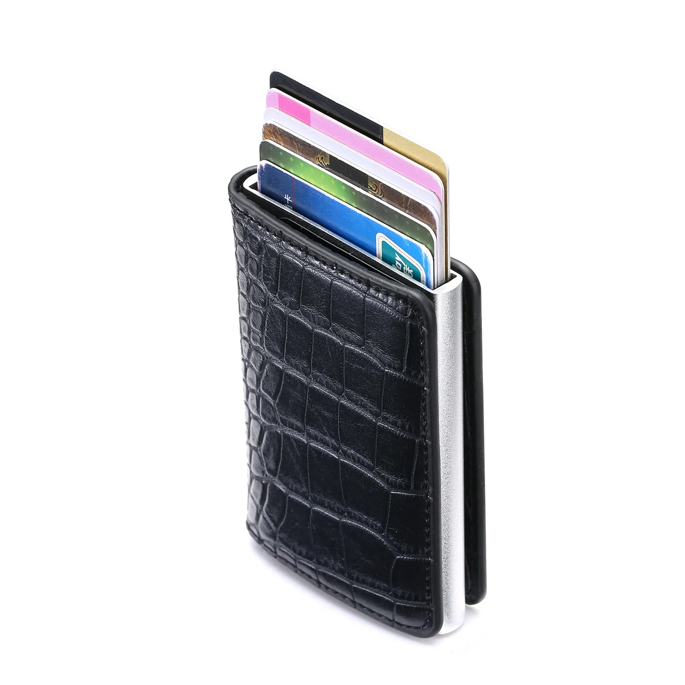 RFID Blocking Wallet Anti-Theft ID Carbon Fiber Metal Credit Card Holder Money Clip