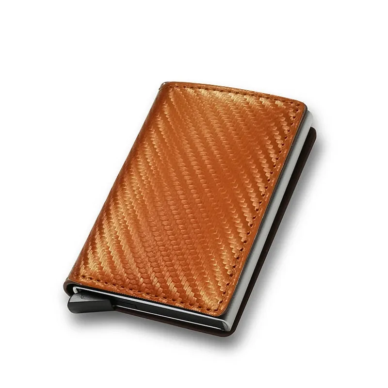 RFID Blocking Wallet Anti-Theft ID Carbon Fiber Metal Credit Card Holder Money Clip