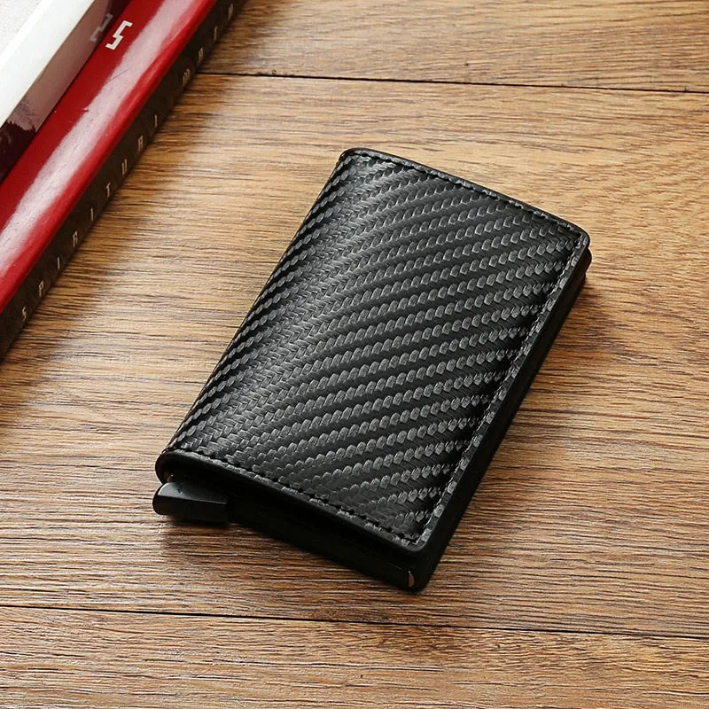 RFID Blocking Wallet Anti-Theft ID Carbon Fiber Metal Credit Card Holder Money Clip