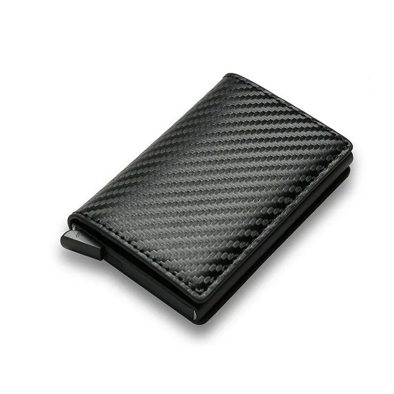 RFID Blocking Wallet Anti-Theft ID Carbon Fiber Metal Credit Card Holder Money Clip