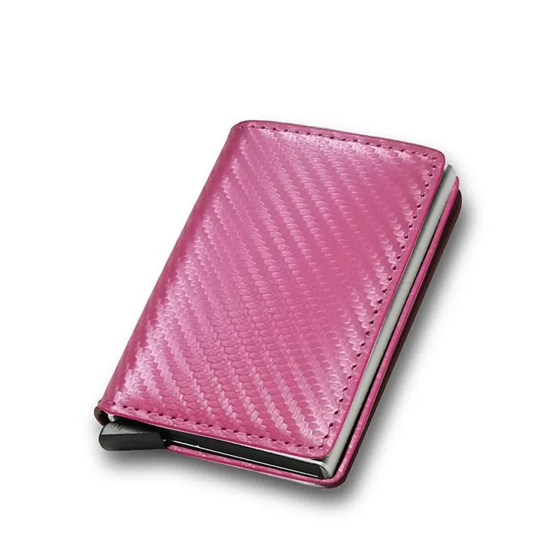RFID Blocking Wallet Anti-Theft ID Carbon Fiber Metal Credit Card Holder Money Clip