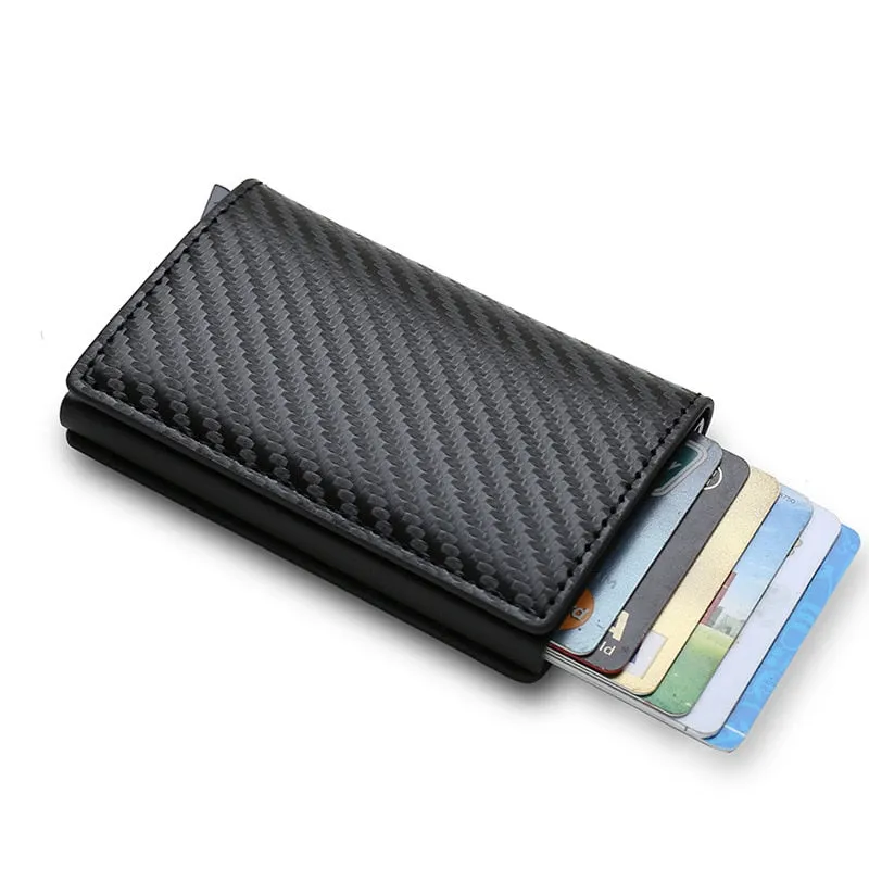 RFID Blocking Wallet Anti-Theft ID Carbon Fiber Metal Credit Card Holder Money Clip