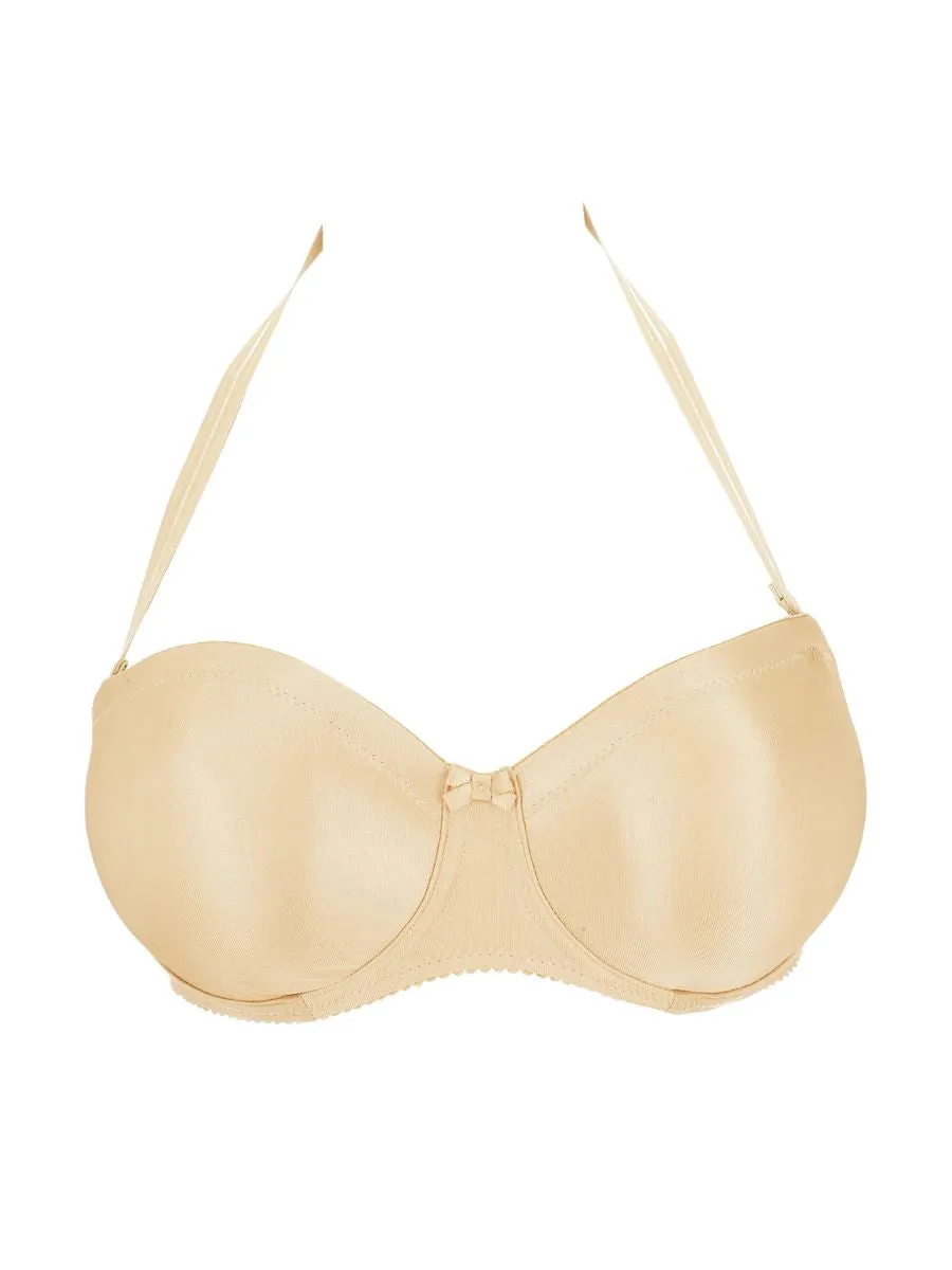 Satin Non Padded Strapless Bra - Cognac