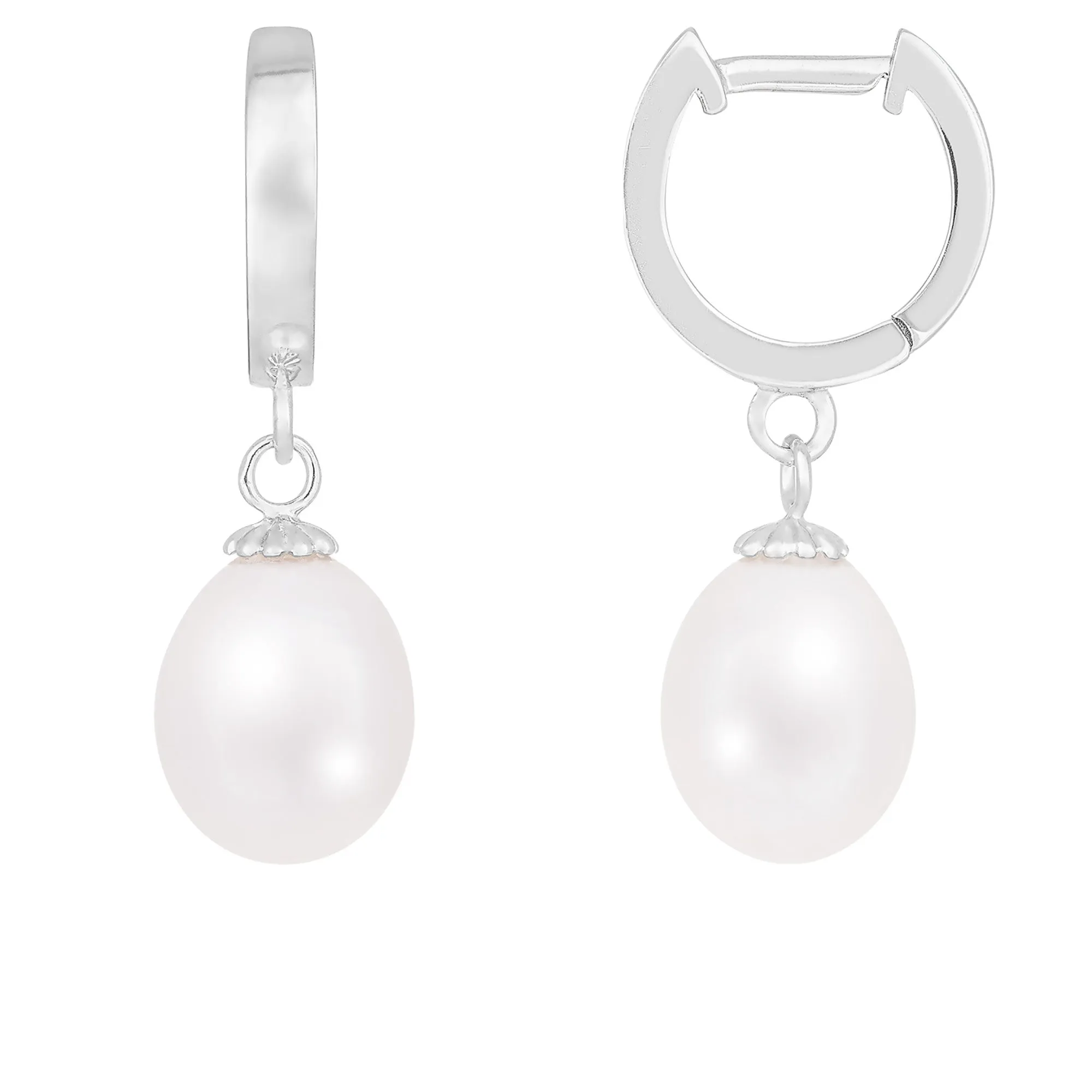 Splendid Pearls Hinged Post Sterling Silver Earrings