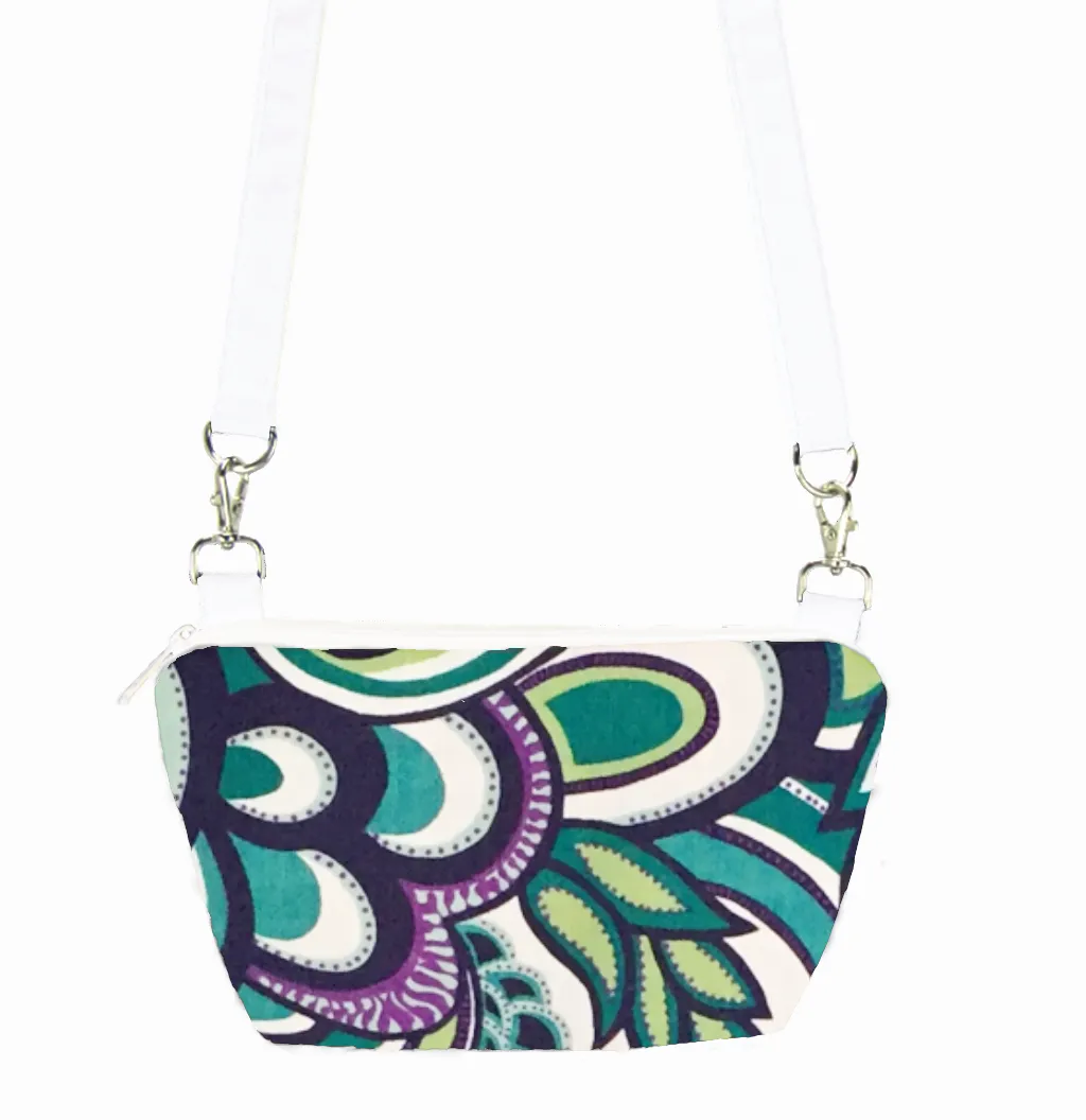 Swirled Paisley in Teal | White Nylon | Traveler Belt Bag
