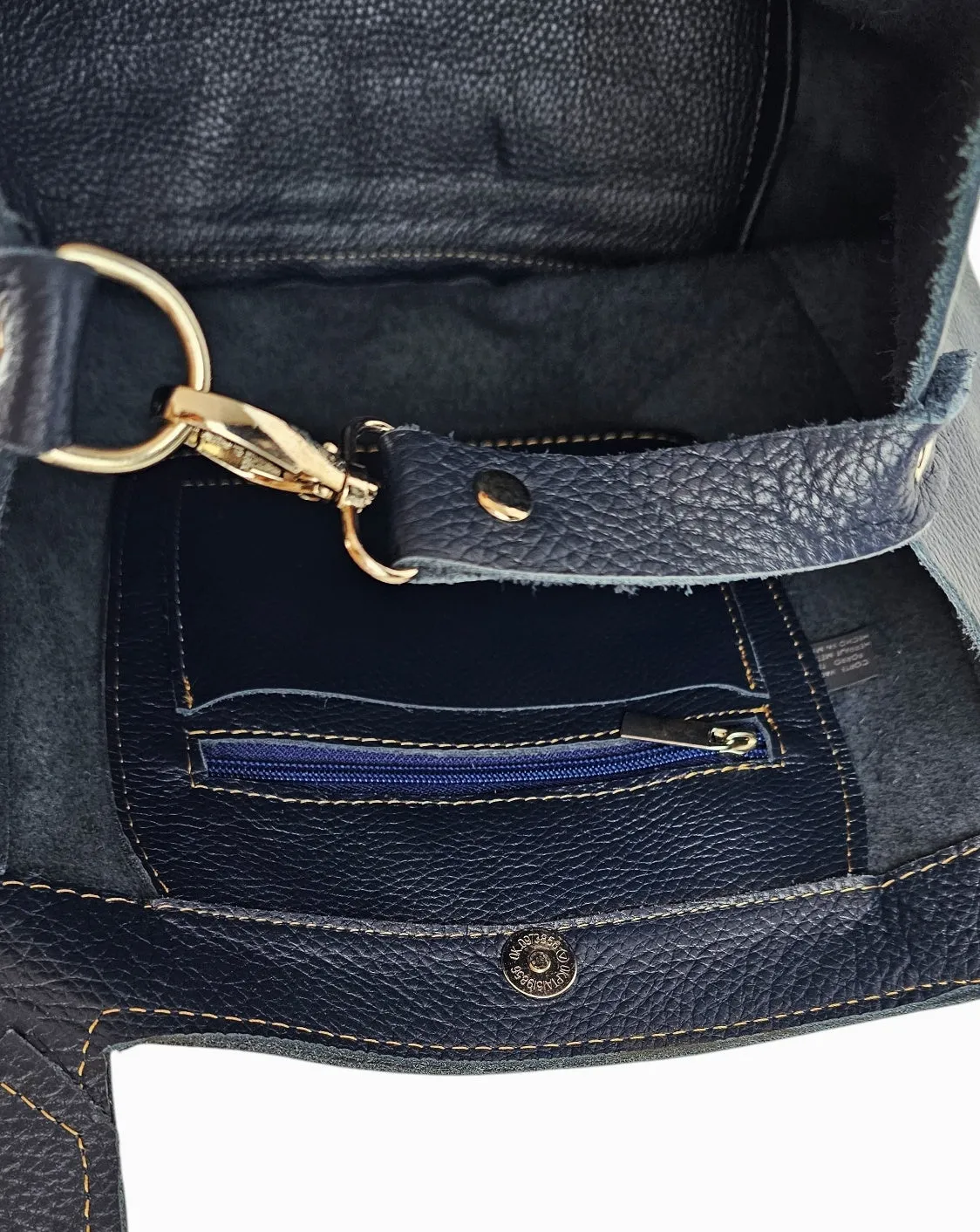 The Serena Leather Hobo Bag - Navy Blue