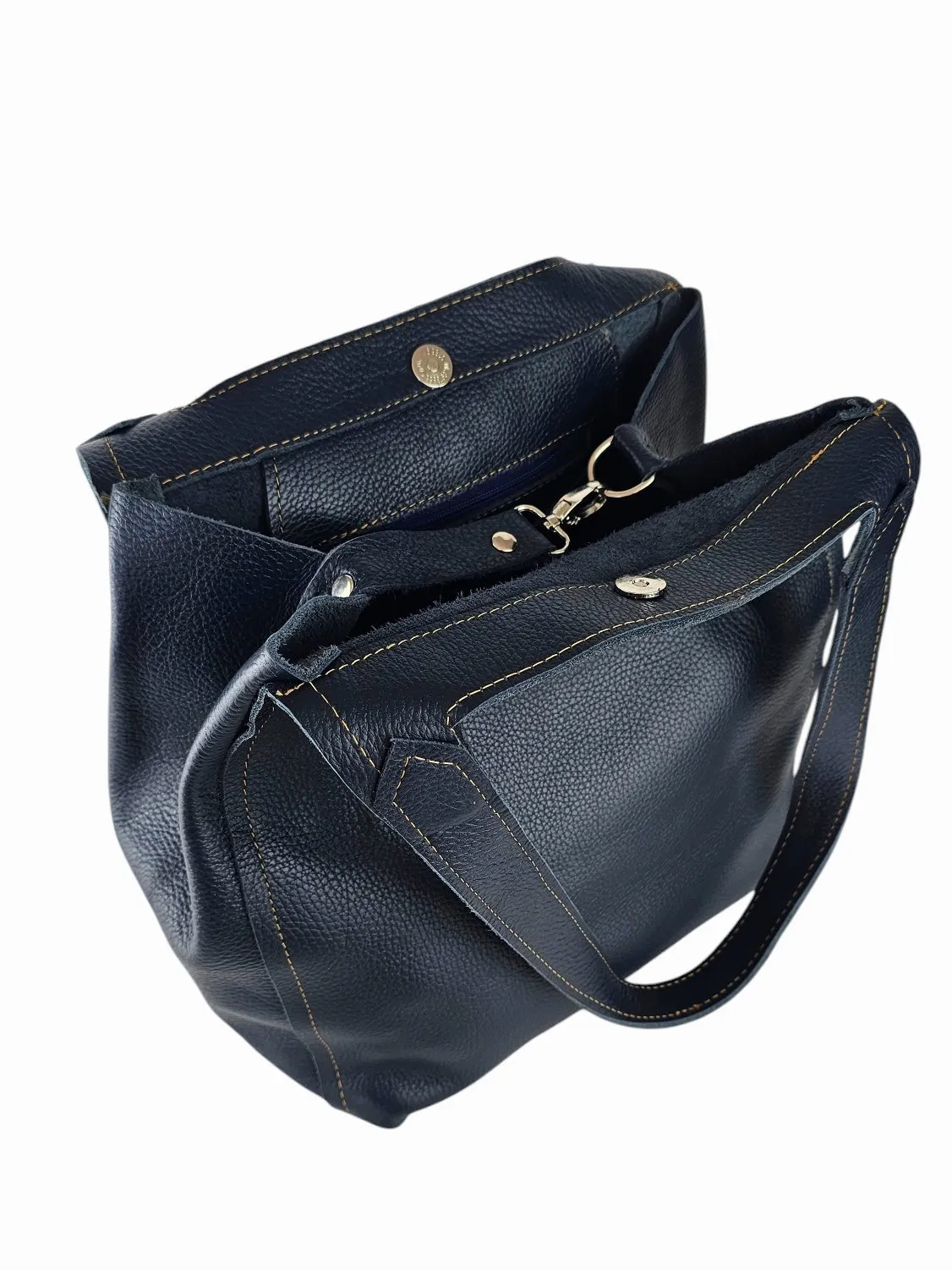 The Serena Leather Hobo Bag - Navy Blue