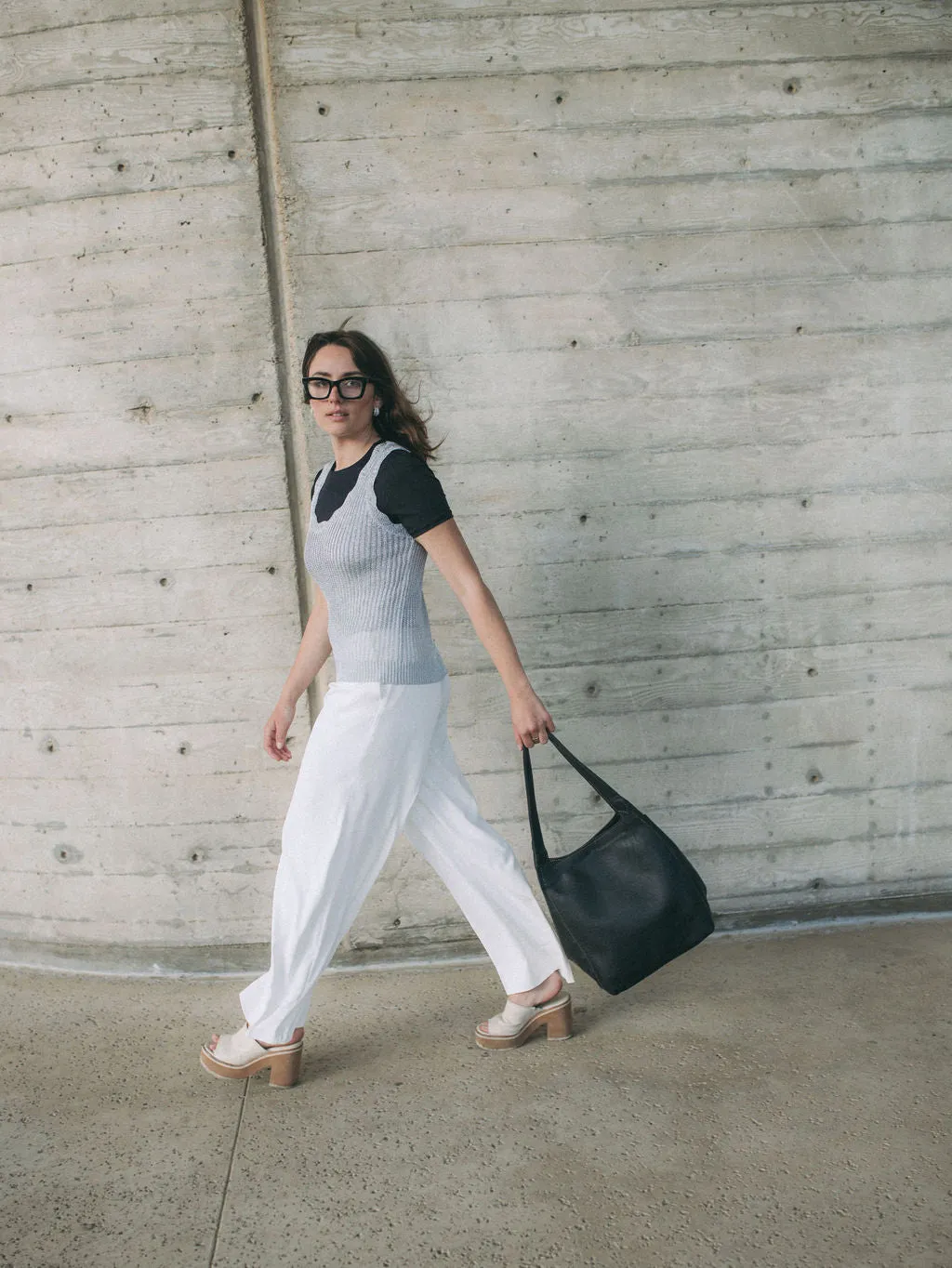 The Serena Leather Hobo Bag - Navy Blue