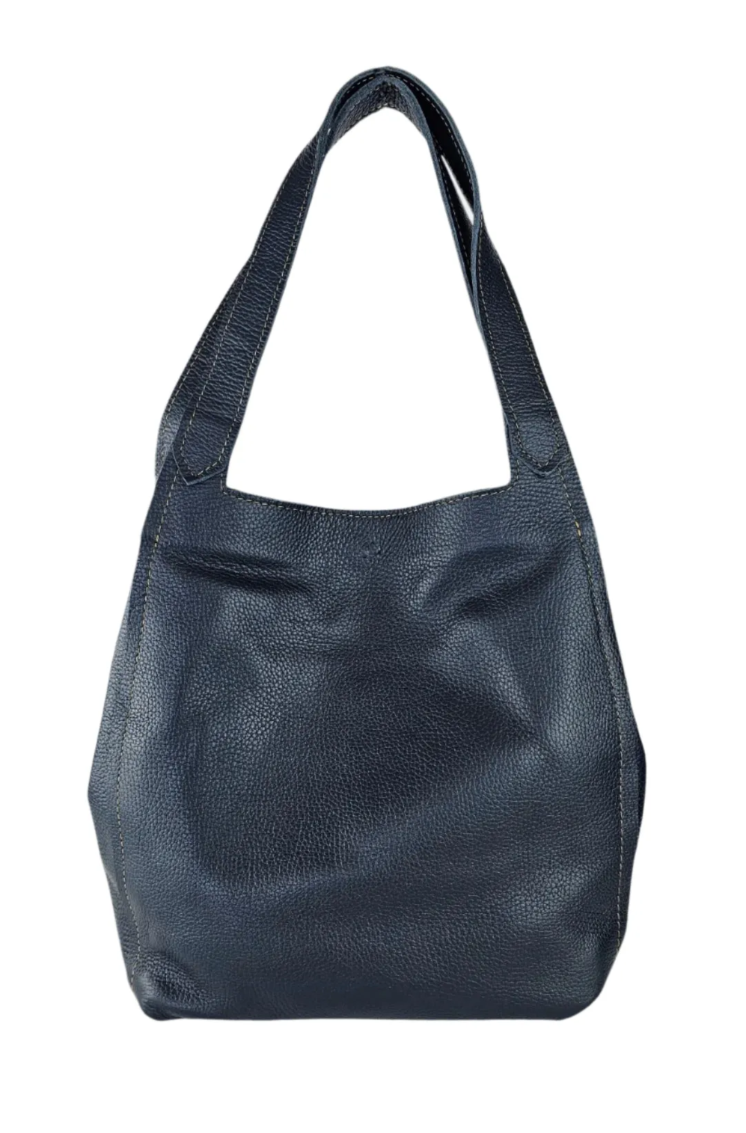 The Serena Leather Hobo Bag - Navy Blue