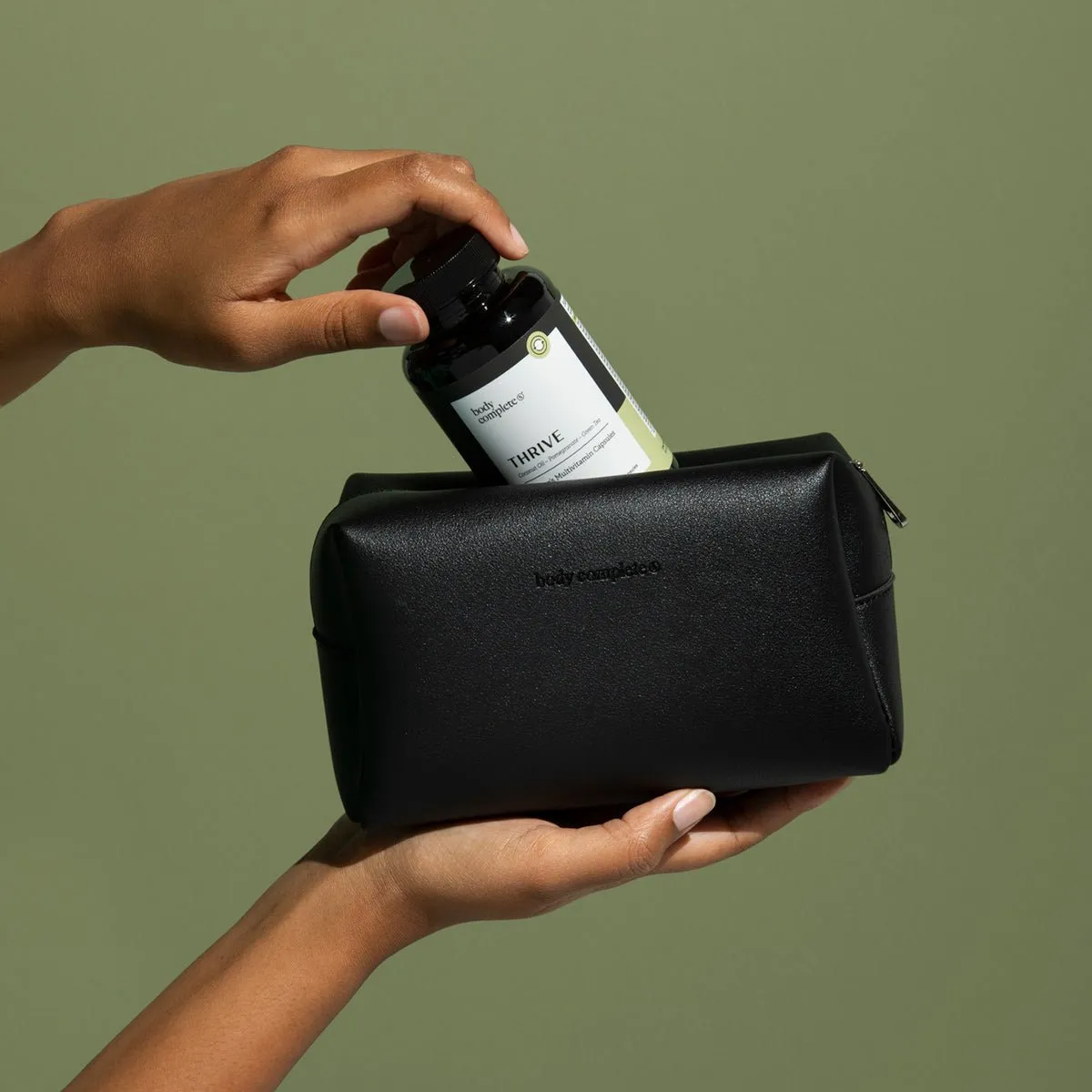 Vegan Leather Toiletry Bag - Carry Your Supplements in Chic Style