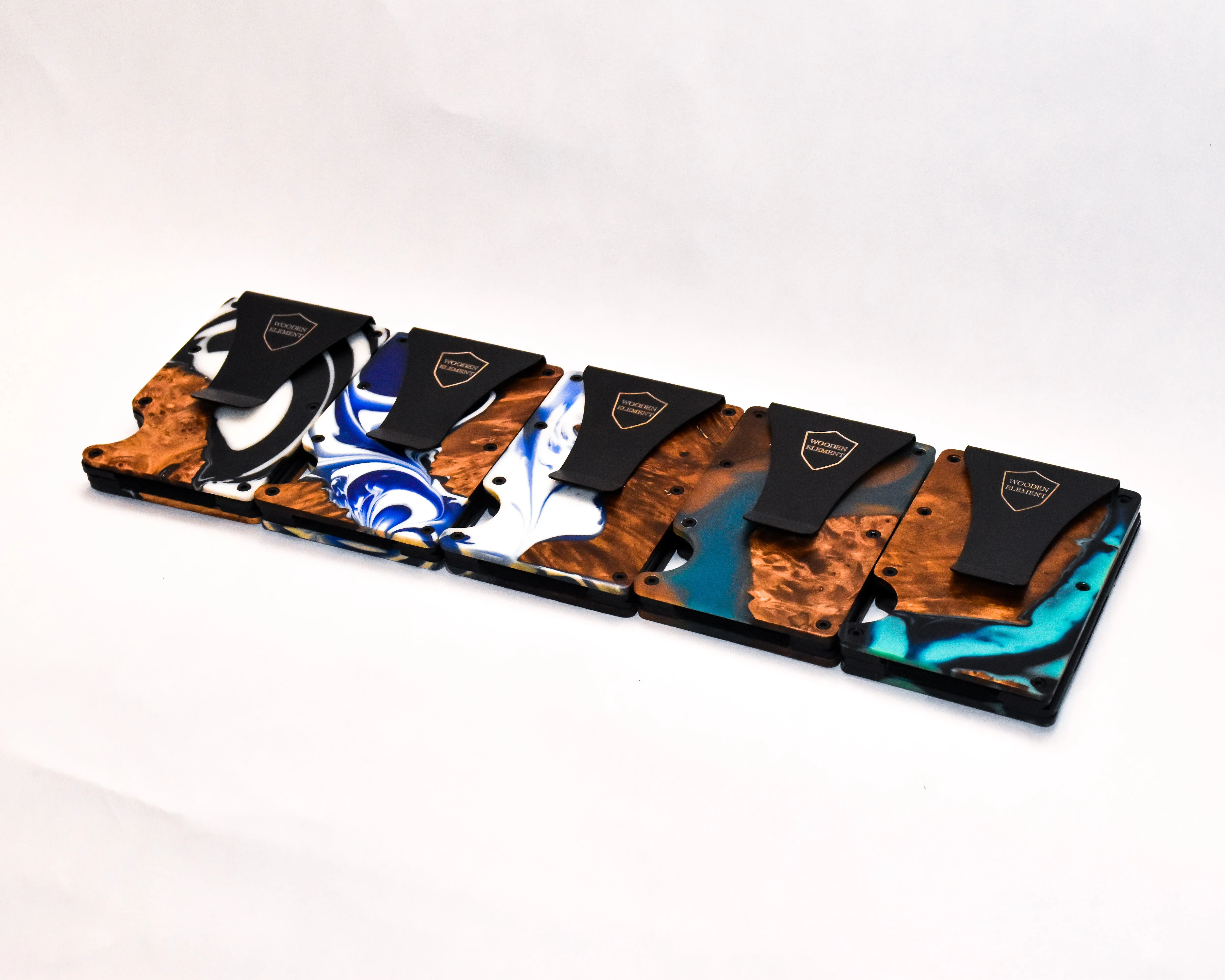 Wood and Resin Smart Wallet (Blue and Black)