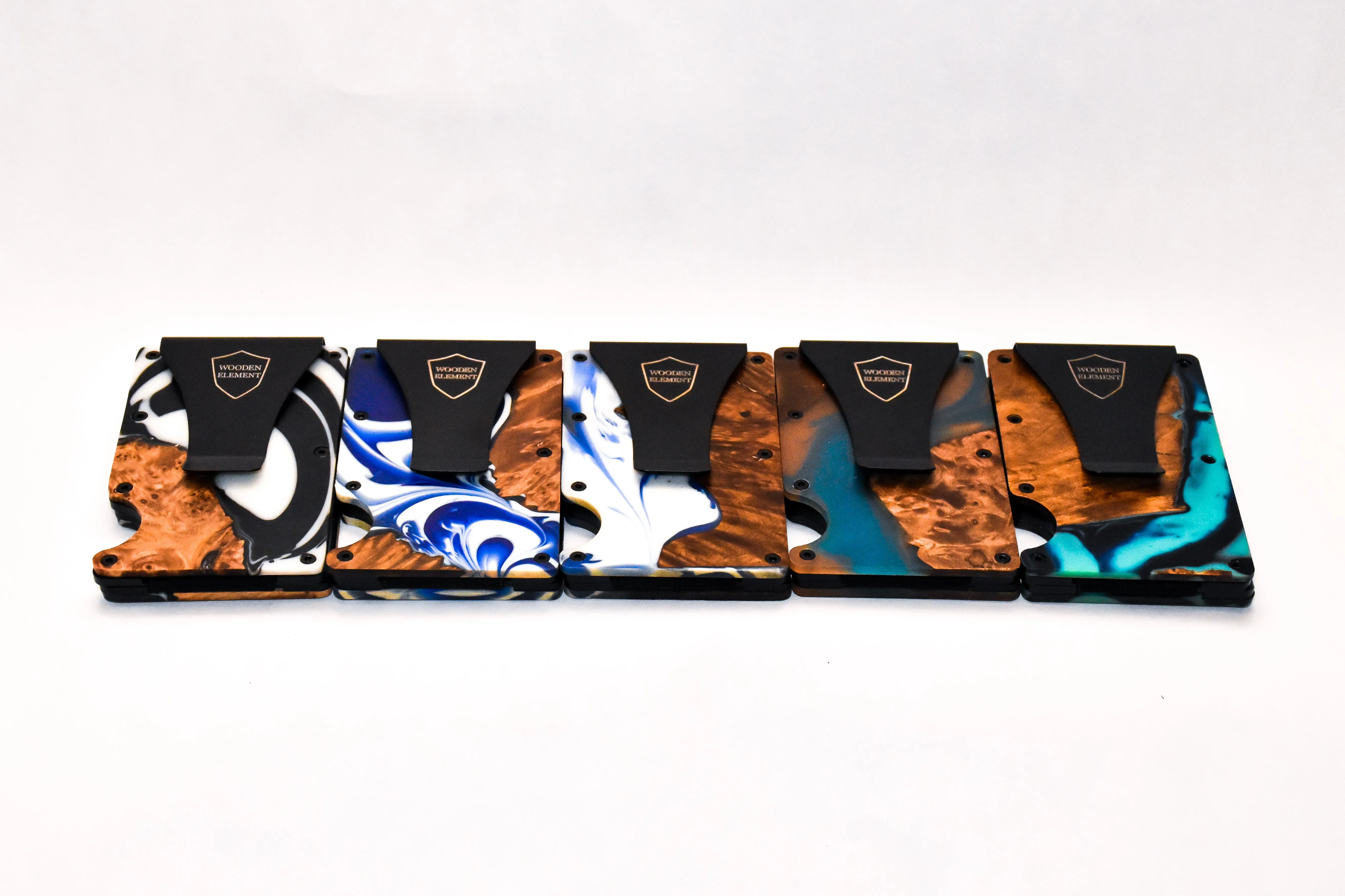 Wood and Resin Smart Wallet (Blue and Black)