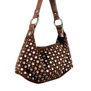 Y2K Studded Suede Shoulder Bag