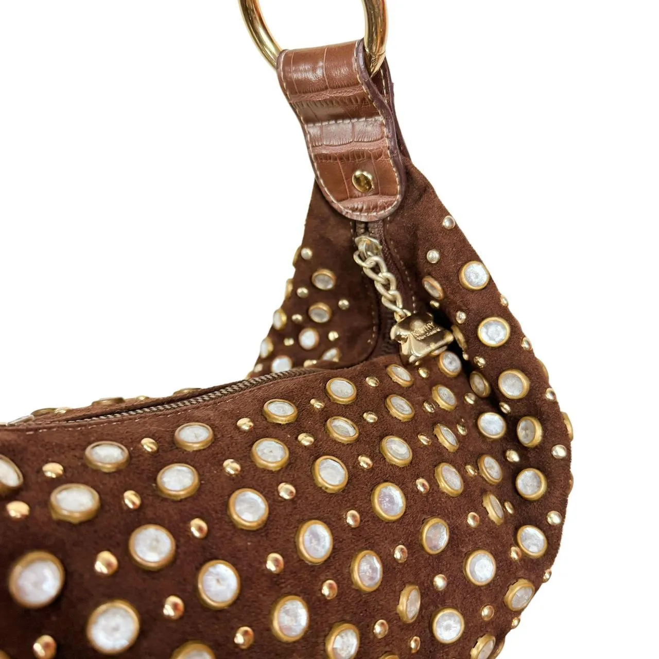 Y2K Studded Suede Shoulder Bag